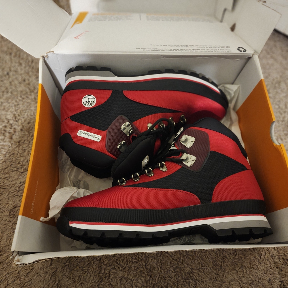 Red and Black Hiking Boots